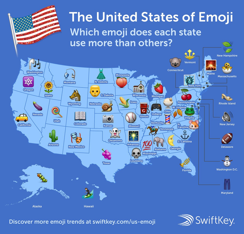 Illustration for article titled This interactive map charts the most popular emoji by state
